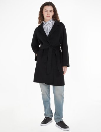 Tommy Hilfiger Reg Df Wool Belted Coat - Black - 40