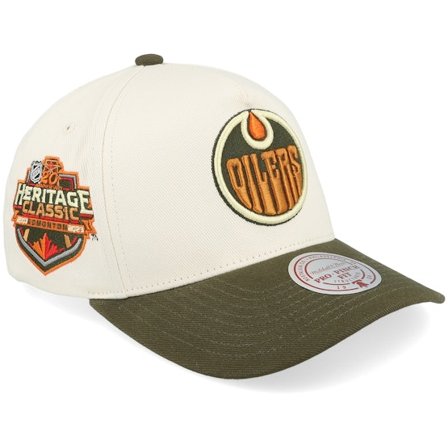 Mitchell & Ness - NHL Weiss adjustable Cap - Hatstore Exclusive x Edmonton Oilers Pro Crown Sand/Dark Green A-frame Adjustable @ Hatstore