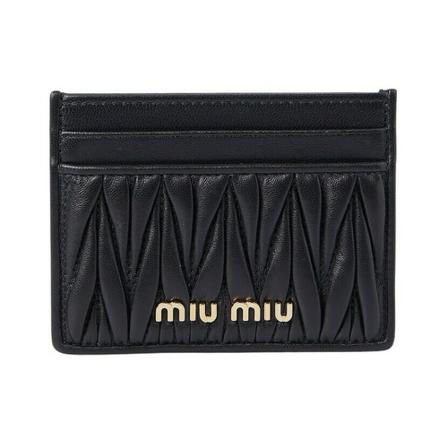 Miu Miu Matelassé Card Holder Sort, Dame Punge og Kortholder, Størrelse: ONE Size