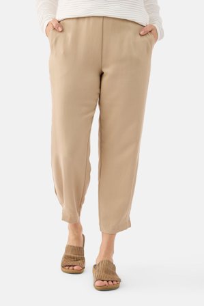 SIGNATURE - Bukser med elastik – Sandfarvet – Med Skrålommer
