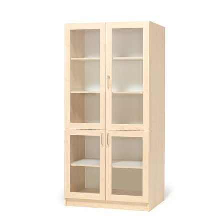 Büroschrank THEO mit 4 Glastüren, 1000x470x2100 mm, Birke