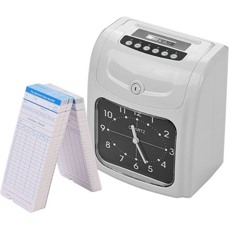 Elektronisk Stempelur LED Display Dobbelte Farver Udskrivning med Indbygget Batteri 50 Stempelkort 2 Nøgler