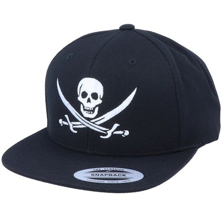 Iconic - Svart snapback Keps - Jolly Roger Pirate Black Snapback @ Hatstore