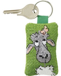 Stickpackung Schlüsselanhänger Graues Schaf