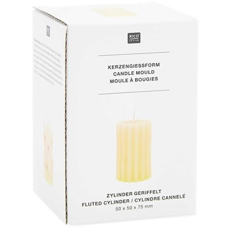 Kynttilämuotti - RICO DESIGN - Uurrettu sylinteri - Kestävä silikoni - Ø 5 cm - K 7,5 cm