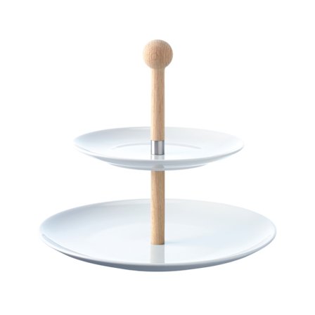 Våningsfat Kakfat vit/ek - 25 cm LSA Dine