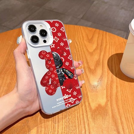 Fodral för iPhone 17 Pro Max Laser Mekanisk Björn H405P10 Vit Trendigt märke Mekanisk Björn Laser