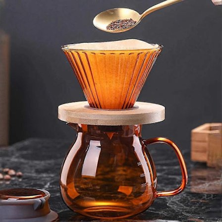 V60 Kaffetraktersett i glass med kaffeserver Kaffetrakt trakt Varmebestandig kaffekanne Hell Ove