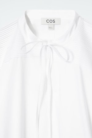 COS Women's Mini Abito Plissettato Con Laccetti in Bianco