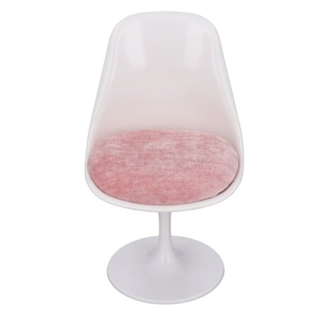 1:6 Skala Dukkehus Kontorstol ABS Hvid Pink Roterbar Runde Fødder Uden Armlæn