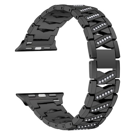 Apple Watch (45 mm) urrem med rhinestone X-design - Sort