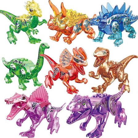Crystal Dinosaur Lovely Tyrannosaurus Dinosaur Baby Egg Moc Model Building Blocks Bricks Toys Gifts 8pcs