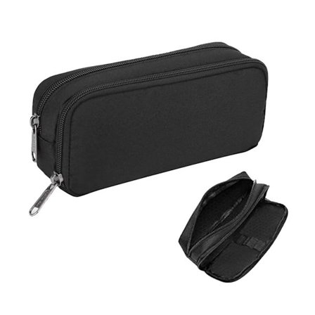 1 stk. Lynlås Sort Stor Kapacitet Pen Etui Taske, Sort Holdbar Papirvare Penalhus Taske, Papirvare Penalhus Taske