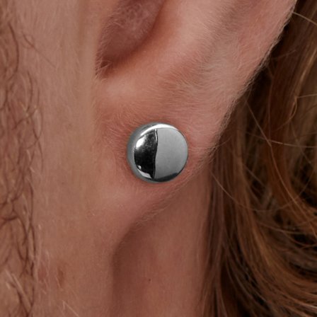 6mm sølvfarget stålørering for menn - Øredobber