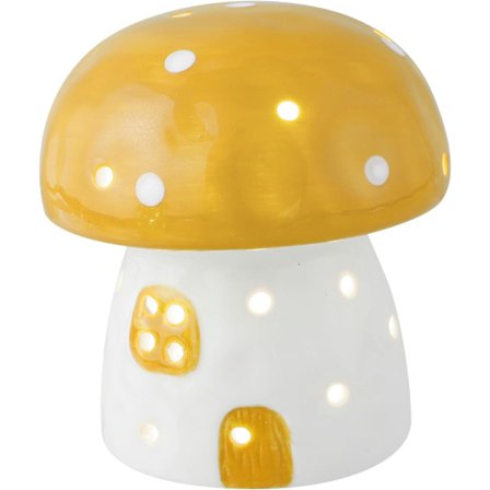 Svampformad nattlampa, bordslampa i keramik, gul dekorativ skrivbordslampa för sovrum, lampa för barnrum, sängbordslampa.