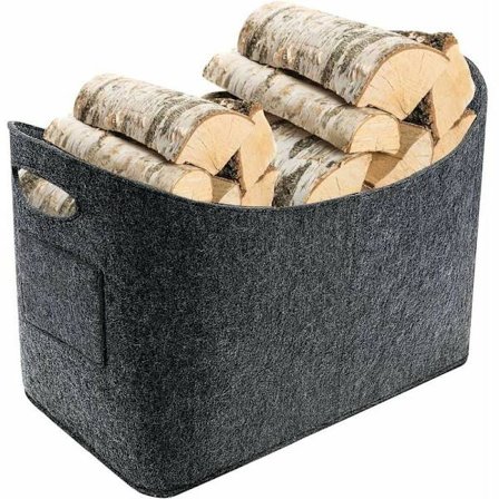 Sammenleggbar Filthatt, Stor Kapasitet Kurv (53 x 30 x 40 cm) for Oppbevaring av Ved, Peis, Proviant, Aviser, Leker Shopping