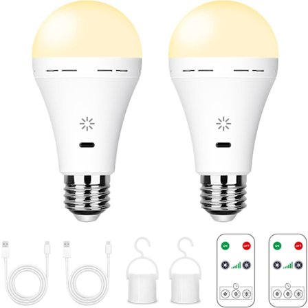 Ladattava LED-lamppu - 7W E27 kaukosäätimellä ja kosketushimmentimellä | Camping-hätävalo (lämmin valkoinen) 2 kpl - Perfet