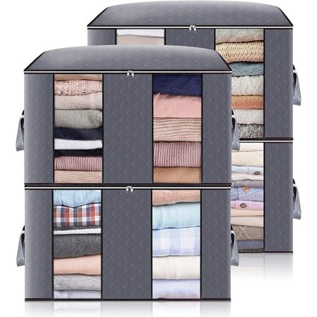 4-pakks klesoppbevaringspose, 60 * 43 * 35 cm stor oppbevaring under sengen