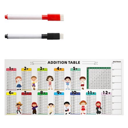 PVC Addisjonstabell Inkluderer Markører 85x40cm Utslettbar Addisjonslæringstabell Pedagogisk Matematikklæringstabell For Student