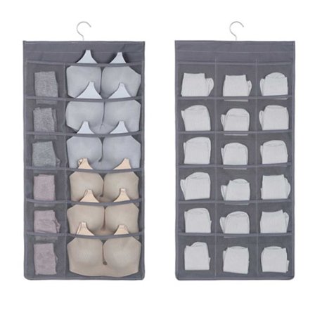 Underklädesförvaring med 30 fack - Häng på dörr eller i garderob grå