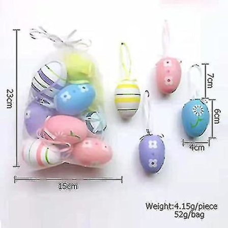 Påskeæg, Plastik Påskepynt, Påskeæg Til Ophængning, Plastik Påskeæg, Størrelse: 6 X 4 Cm