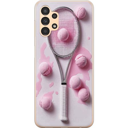 Kompatibelt Mobilskal till Samsung Samsung Galaxy A13 Rosa glasskulor och tennisrack i en kreativ stillbild med lekfull popkänsla och modern design s