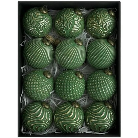 Julgranskulor - Vintage Julgransdekorationer - 12-pack - 8 cm Okrossbara - Julgranskulor i lantlig plast