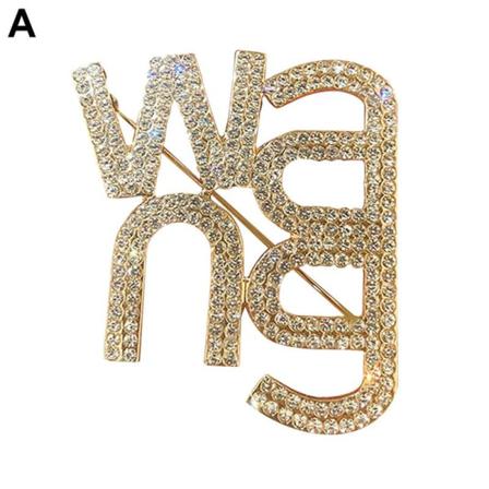 Strassbroscher Crystal Wang Brevbroschnål Badge Sjal P