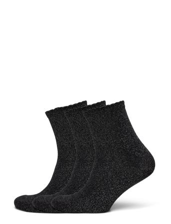 Pcsebby Glitter Long 3-Pack Socks Noos Lingerie Socks Regular Socks Svart Pieces