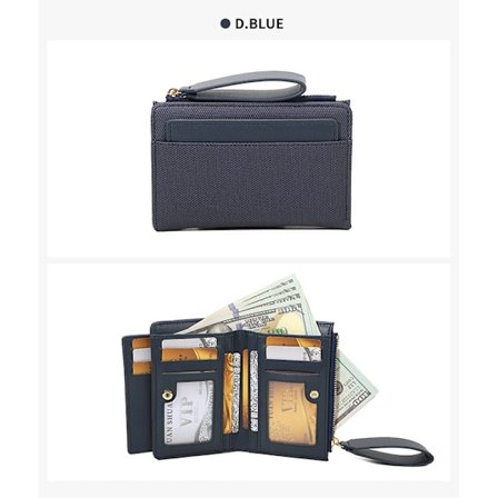 Stor myntpung for kvinner, enkel kortholder med glidelås, blå