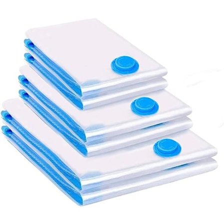 6 stk. vakuumopbevaringsposer 2XL 100x80 +2L 80x60 + 2S 60x40cm vakuumopbevaringsposer rejse vakuumpose til tøj, dyner, sengetøj,