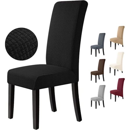 Sæt med 6 Jacquard Stretch Slipcovers, Holdbare Spisestuestolebetræk [JUN]