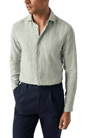 Eton Linne Twill-skjorta Contemporary Fit Skjortor Herr Grön 45