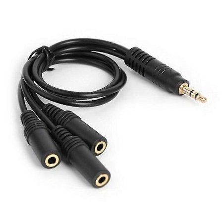 3,5 mm guldpläterad PVC 3-polig kontakt till 3-vägs stereo audio- hörlursdelare adapterkabel audio- aux-utgång