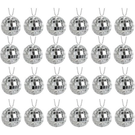 ING Mini diskokule, 24 stk, Speilkule til barnerom og fest, Sølv