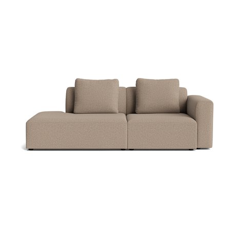 Como Lounge Sofa, Venstrevendt Open End - Montreal Mørk Beige, Håndlavet Kvalitets Sofa m. Ekstra Puder - 226x100x83cm