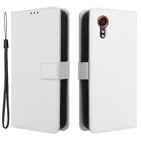 Skinn-etui i lommebok-stil for Samsung Galaxy Xcover 7 - Hvit