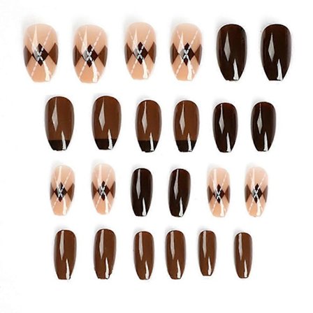 Falska naglar Glansiga lösnaglar Fyrkantigt lim på naglar Full täckning Stick på naglar Konstgjorda statiska naglar