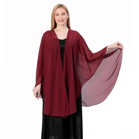 Chiffon tørklæde Stola Bolero Dame til aftenkjole Festlig Bryllup dyb rød