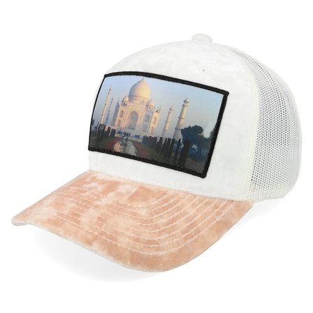 Calza Pennello - Wit trucker Cap - Taj Mahal Velvet White/Peach/Ivory A-frame Trucker @ Hatstore