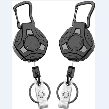 2-pack Retractable Keychain, Heavy Duty Carabiner Badge Holder,