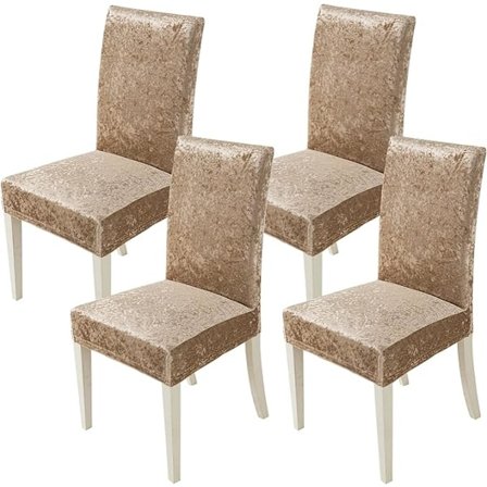 Ruokailutuolin päällinen, sisätuolin päällinen, samppanjanvärinen tuolin päällinen, 4 kappaleen istuin