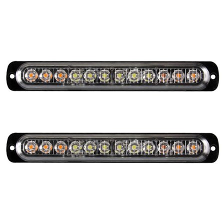 12 LED Nødstrobe Lys Fare Advarselslys til Gule og Hvide Lastbiler Karosseri 12-24 Vandtæt Beacon Lys Bar-Pakke 2