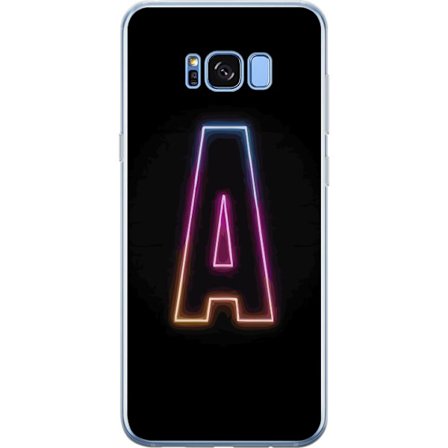 Kompatibel Mobilcover til Samsung Samsung Galaxy S8+ Minimalistisk neonbogstav A i regnbuefarvet lys mod sort baggrund i moderne typografisk stil