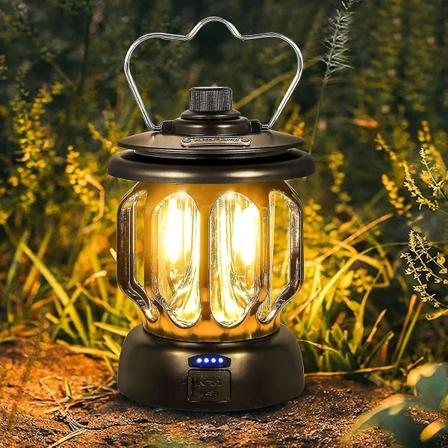 Led Vintage Usb Oppladbar Camping Lampe Dimbar Varmt Hvitt Lys 5200mah Power Bank For Camping Fiske Vandring Cave Etc. [energiklasse A+++]