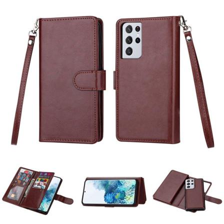 Samsung Galaxy S21 Ultra - 9-kort Plånboksfodral Brun