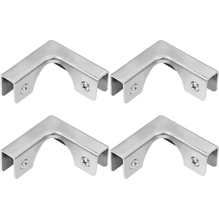 Glasklämma, 4 stycken L-formade glasanslutningar i rostfritt stål, för 8–10 mm glas