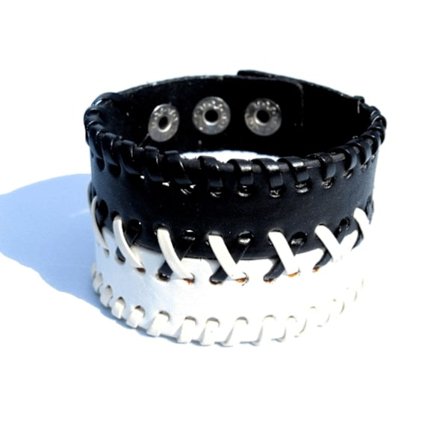 Läderarmband black & white flätat