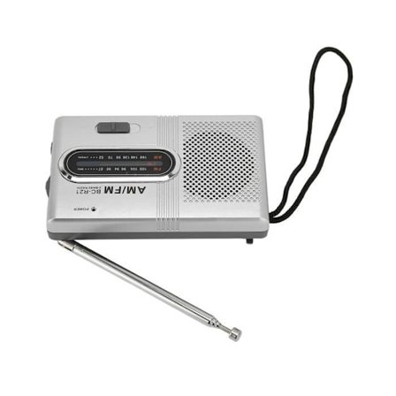 HURRISE Mini Radio AM FM Radio Long Play 5W Bärbar högtalarficka Transistor Radio med hörlursuttag för