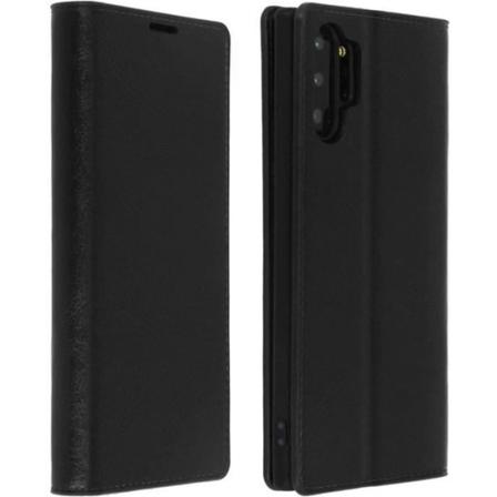 Galaxy Note 10 Plus-fodral Korthållare i äkta läder Videostöd Svart